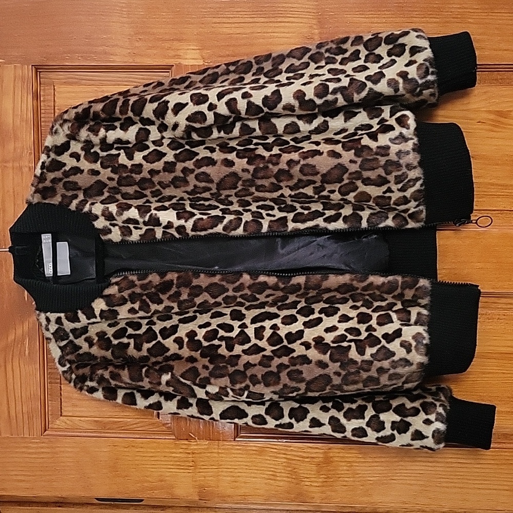Faux Fur Leopard Bomber